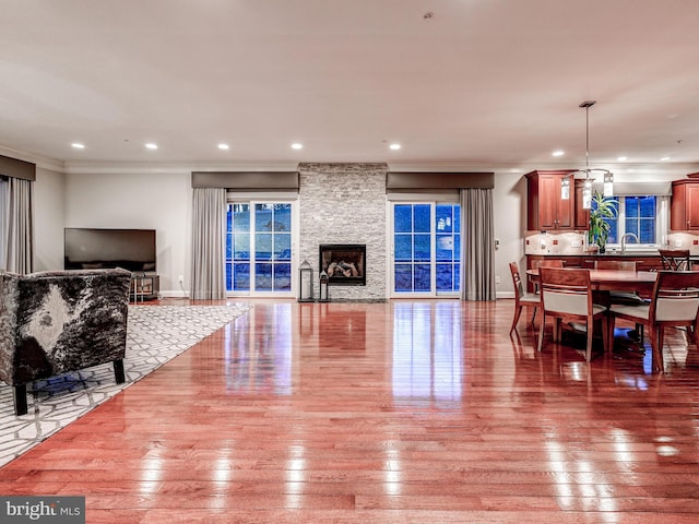 6 Paladia Way, Pikesville, MD 21208 - living room featuring ornamental molding, recessed lighting, and light wood finished floors