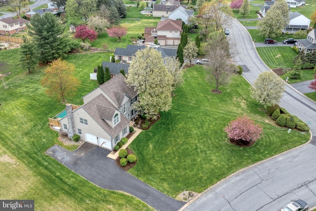 drone / aerial view with a residential view