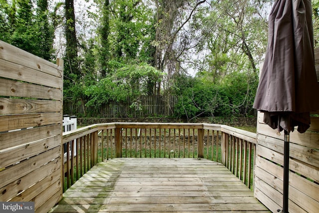 deck featuring fence