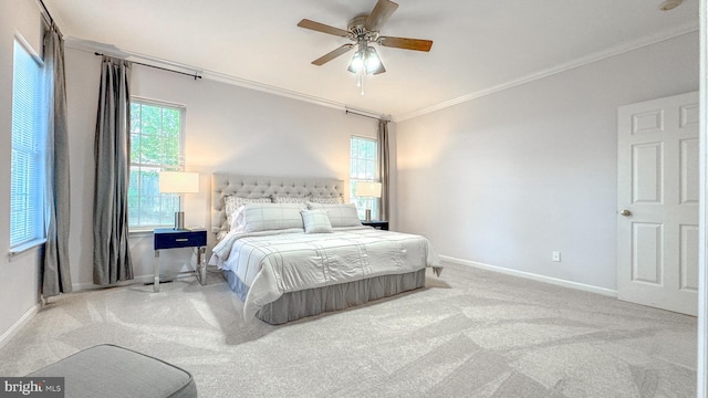 1009 Cadmus Dr, Fredericksburg, VA 22401 - carpeted bedroom featuring ornamental molding, baseboards, and a ceiling fan