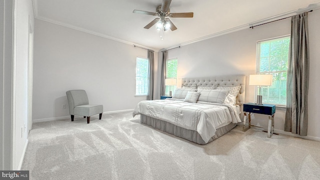 1009 Cadmus Dr, Fredericksburg, VA 22401 - bedroom featuring crown molding, baseboards, carpet flooring, and ceiling fan