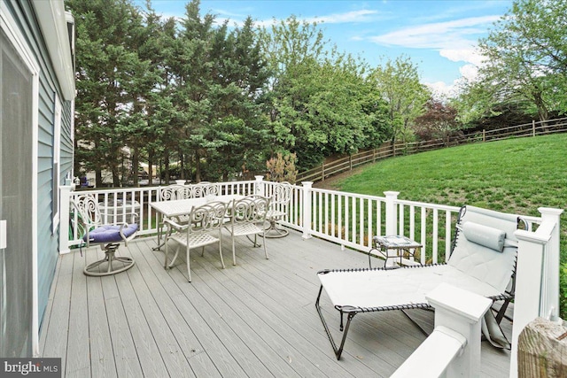 25112 Applecross Ter, Damascus, MD 20872 - wooden deck with outdoor dining area and view of wooded area