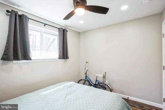 45352 Sypher Rd, California, MD 20619 - bedroom with dark wood-style flooring, baseboards, ceiling fan, and recessed lighting