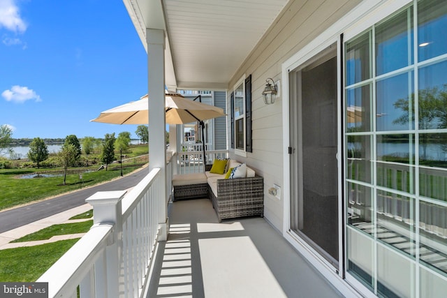 balcony with a water view