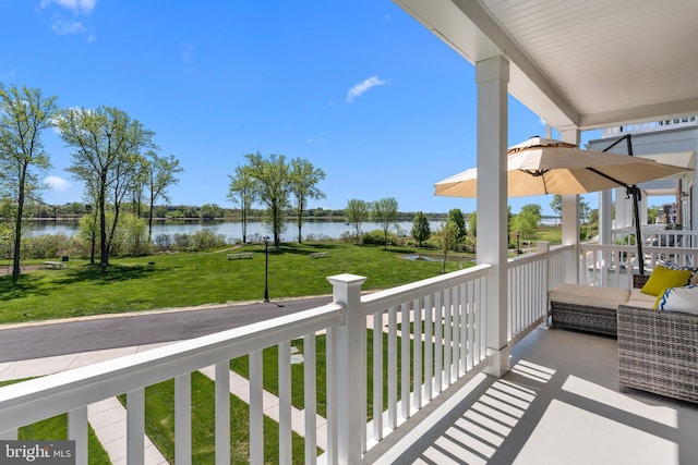 balcony with a water view