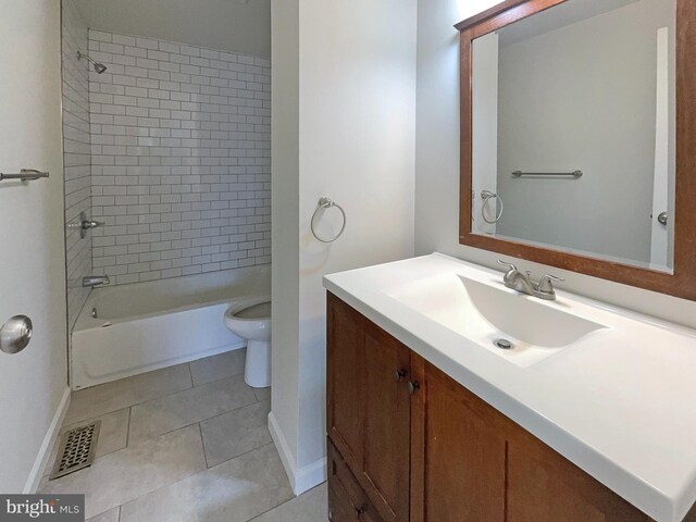 12702 Applecross Dr, Clinton, MD 20735 - full bathroom with visible vents, toilet, tile patterned floors, vanity, and shower / washtub combination
