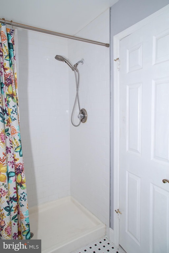 bathroom featuring a shower stall