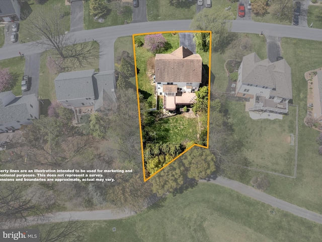 aerial view featuring a residential view