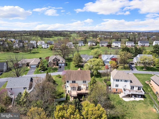 bird's eye view with a residential view