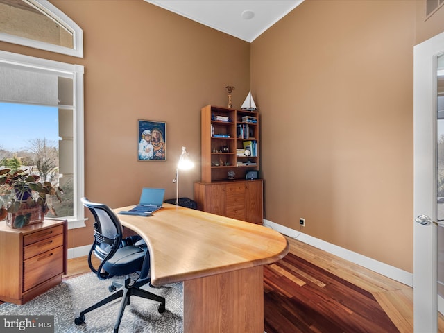 32828 Murray Rd, Frankford, DE 19945 - office area with baseboards, visible vents, and wood finished floors