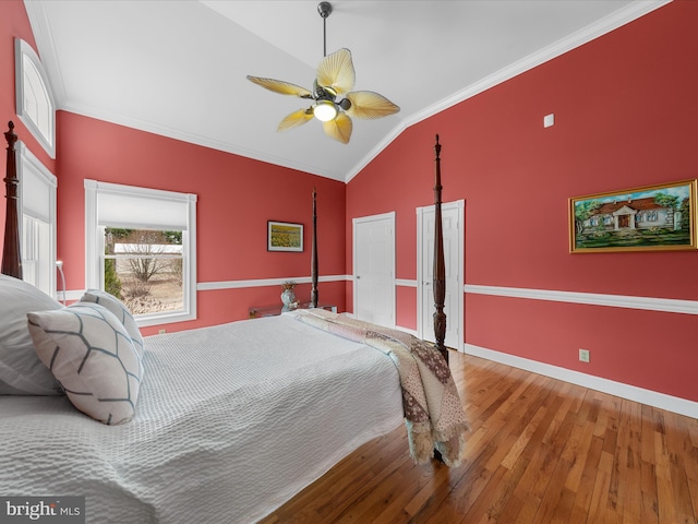 32828 Murray Rd, Frankford, DE 19945 - bedroom featuring hardwood / wood-style floors, ornamental molding, baseboards, and lofted ceiling
