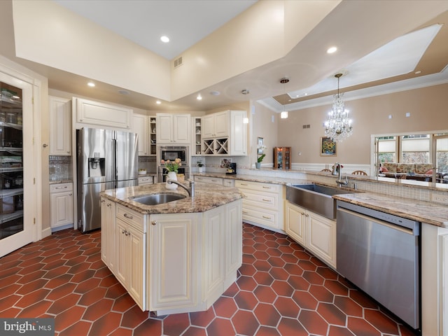 32828 Murray Rd, Frankford, DE 19945 - kitchen featuring a sink, ornamental molding, and appliances with stainless steel finishes