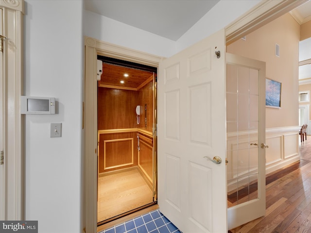 32828 Murray Rd, Frankford, DE 19945 - view of sauna / steam room featuring wood-type flooring and a wainscoted wall