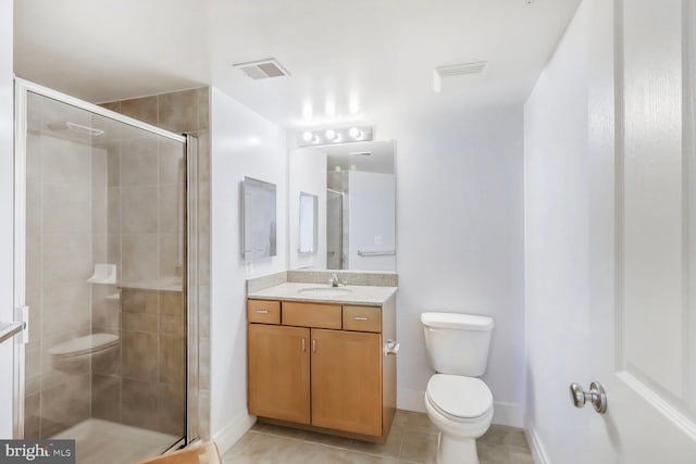 414 Water St Unit 1802, Baltimore, MD 21202 - full bathroom with a stall shower, tile patterned floors, visible vents, and toilet