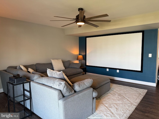 8676 Underhill Ln, Manassas, VA 20112 - cinema room featuring wood finished floors, baseboards, and a ceiling fan