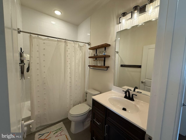 8676 Underhill Ln, Manassas, VA 20112 - full bath with toilet, shower / bath combo, vanity, and recessed lighting