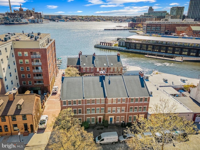 922 Fell St, Baltimore, MD 21231 - birds eye view of property with a water view and a city view