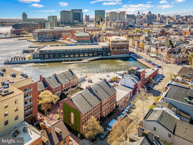 922 Fell St, Baltimore, MD 21231 - birds eye view of property with a city view and a water view