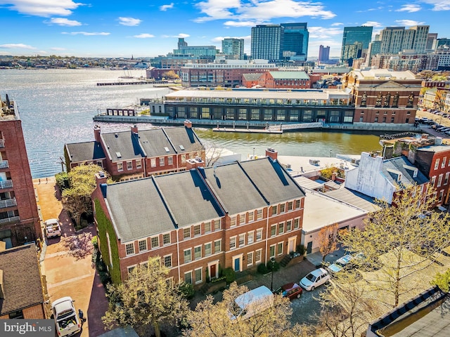 922 Fell St, Baltimore, MD 21231 - birds eye view of property featuring a view of city and a water view