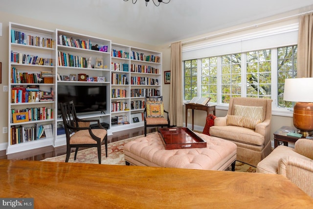 sitting room featuring wood finished floors