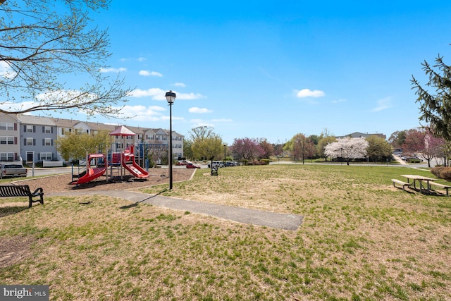 community playground with a yard