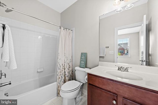 42694 Chisholm, Broadlands, VA 20148 - full bathroom with vanity, toilet, shower / tub combo, and tile patterned flooring