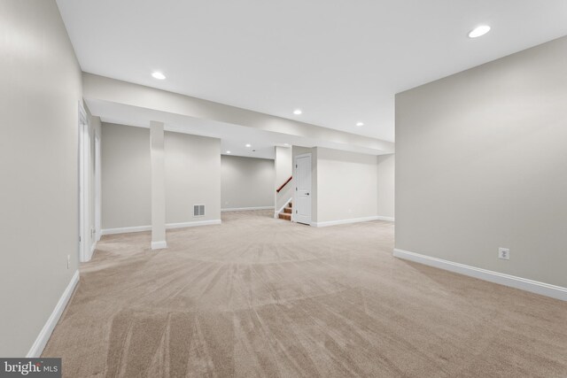42694 Chisholm, Broadlands, VA 20148 - finished below grade area with light carpet, recessed lighting, stairs, and baseboards