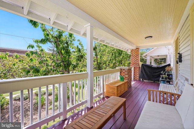 deck featuring grilling area