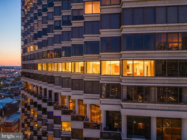 view of property at dusk