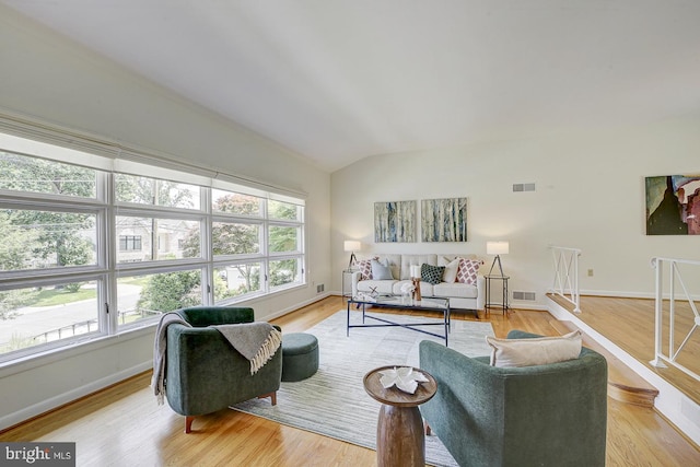 3217 Pauline Dr, Chevy Chase, MD 20815 - living area featuring vaulted ceiling and light wood-style flooring