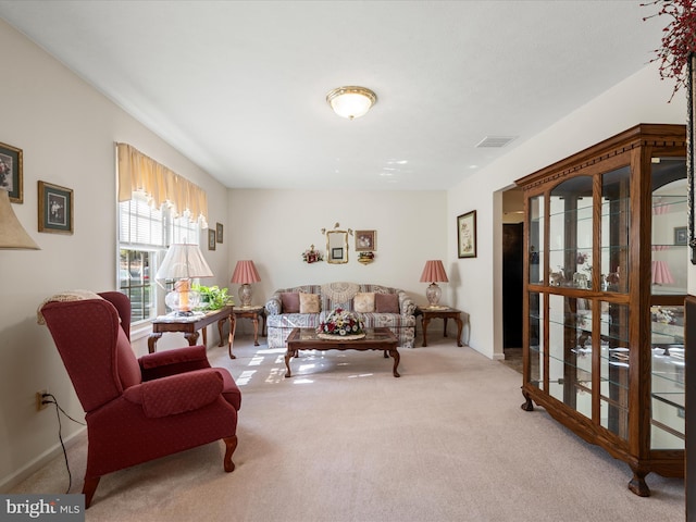 5409 Smith Creek Rd, New Market, VA 22844 - carpeted living room featuring visible vents and baseboards