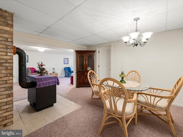 5409 Smith Creek Rd, New Market, VA 22844 - dining room with light carpet and a notable chandelier