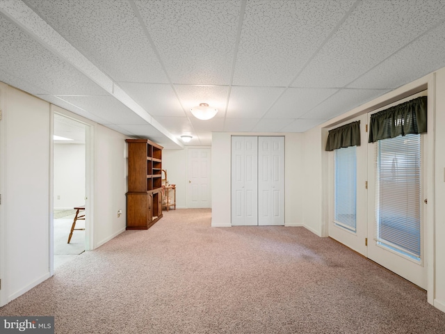 5409 Smith Creek Rd, New Market, VA 22844 - interior space featuring a paneled ceiling, baseboards, and carpet