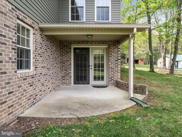 5409 Smith Creek Rd, New Market, VA 22844 - entrance to property with a lawn, brick siding, and a patio area