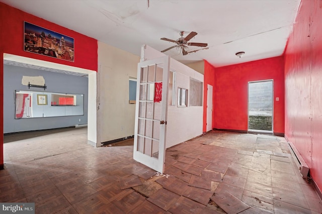 interior space with a baseboard heating unit