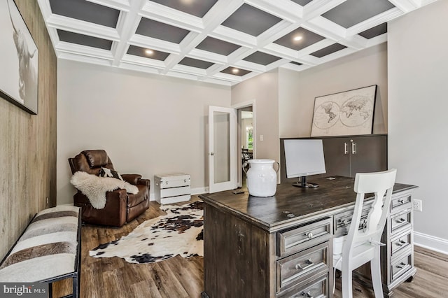 630 Good Shepherd Way, Owings, MD 20736 - office with beamed ceiling, wood finished floors, baseboards, and coffered ceiling