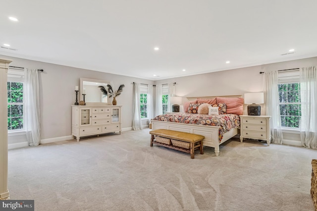 630 Good Shepherd Way, Owings, MD 20736 - bedroom with light carpet, baseboards, recessed lighting, and crown molding