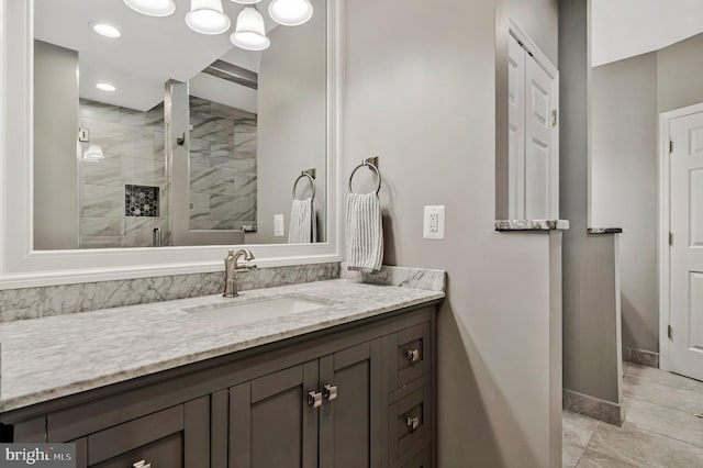 630 Good Shepherd Way, Owings, MD 20736 - full bath with a shower stall, baseboards, vanity, and recessed lighting