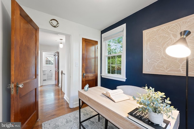 9301 Mintwood St, Silver Spring, MD 20901 - home office with baseboards and wood finished floors