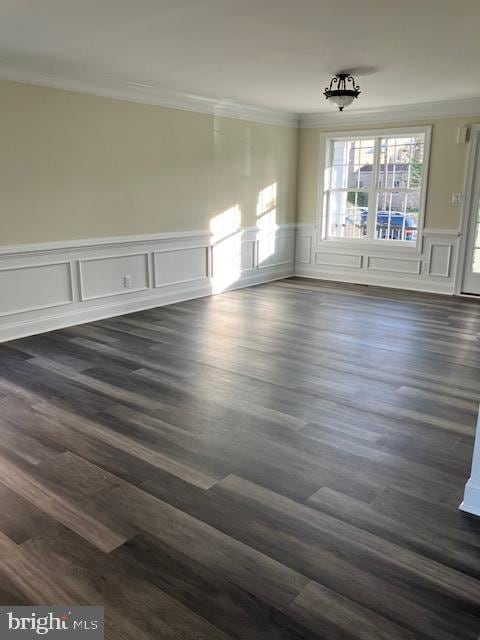 113 Heulings Ave, Riverside, NJ 08075 - unfurnished room with wainscoting, dark wood-style floors, and ornamental molding
