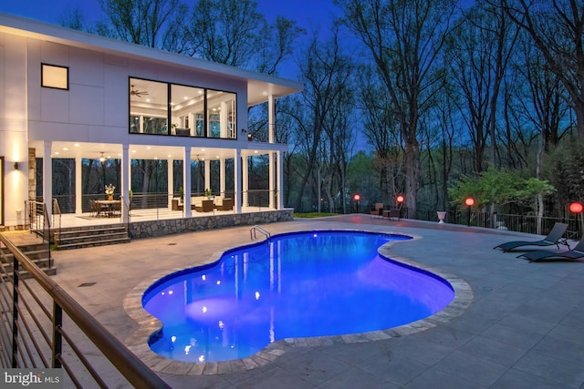 view of pool featuring fence, a patio, and a fenced in pool