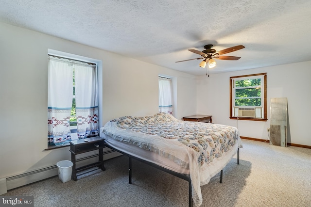 5605 Chapmans Landing Rd, Indian Head, MD 20640 - bedroom with cooling unit, light carpet, a ceiling fan, and a textured ceiling