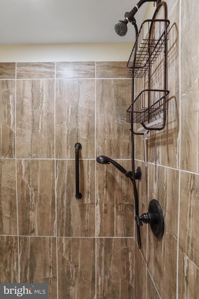 interior details featuring tiled shower