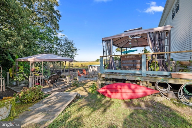 view of yard with a gazebo