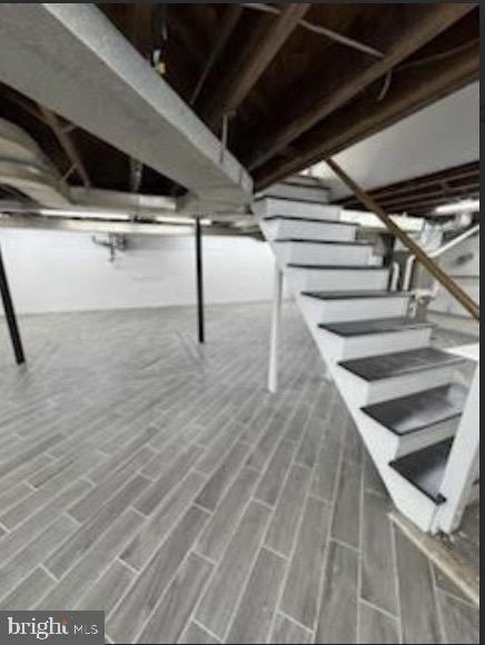 51 S Pine Ave, Maple Shade, NJ 08052 - unfinished basement with wood finish floors and stairway