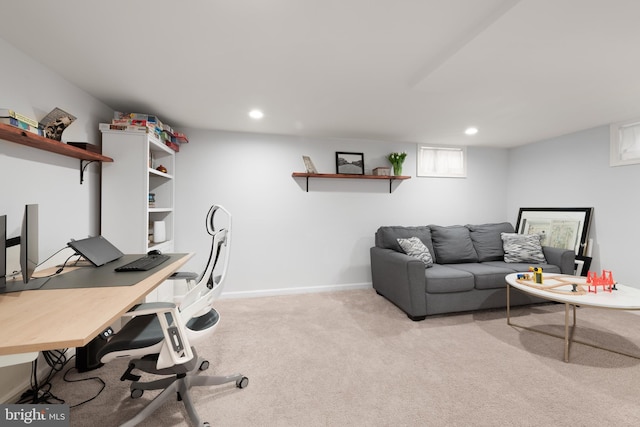 11809 Old Drovers Way, Rockville, MD 20852 - home office with light colored carpet, recessed lighting, and baseboards
