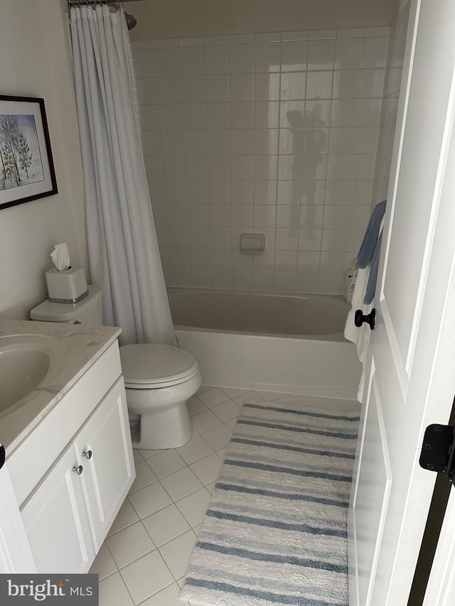 8537 Pine Springs Dr, Severn, MD 21144 - full bathroom with shower / tub combo with curtain, toilet, tile patterned flooring, and vanity