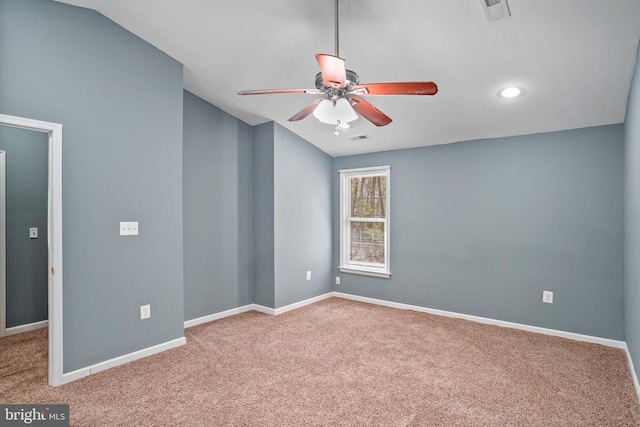 7058 Crespo Ln, Manassas, VA 20112 - carpeted spare room with vaulted ceiling, ceiling fan, and recessed lighting