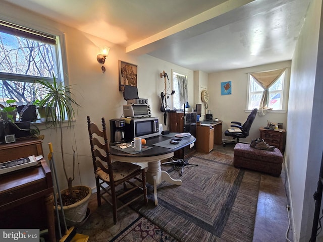 home office with a wealth of natural light