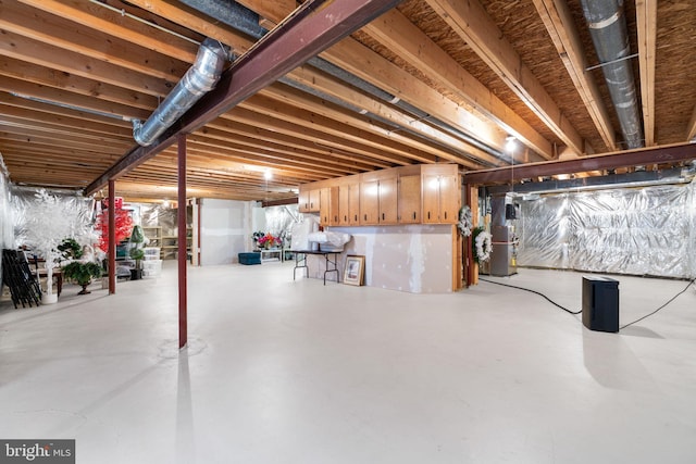 unfinished below grade area with heating unit